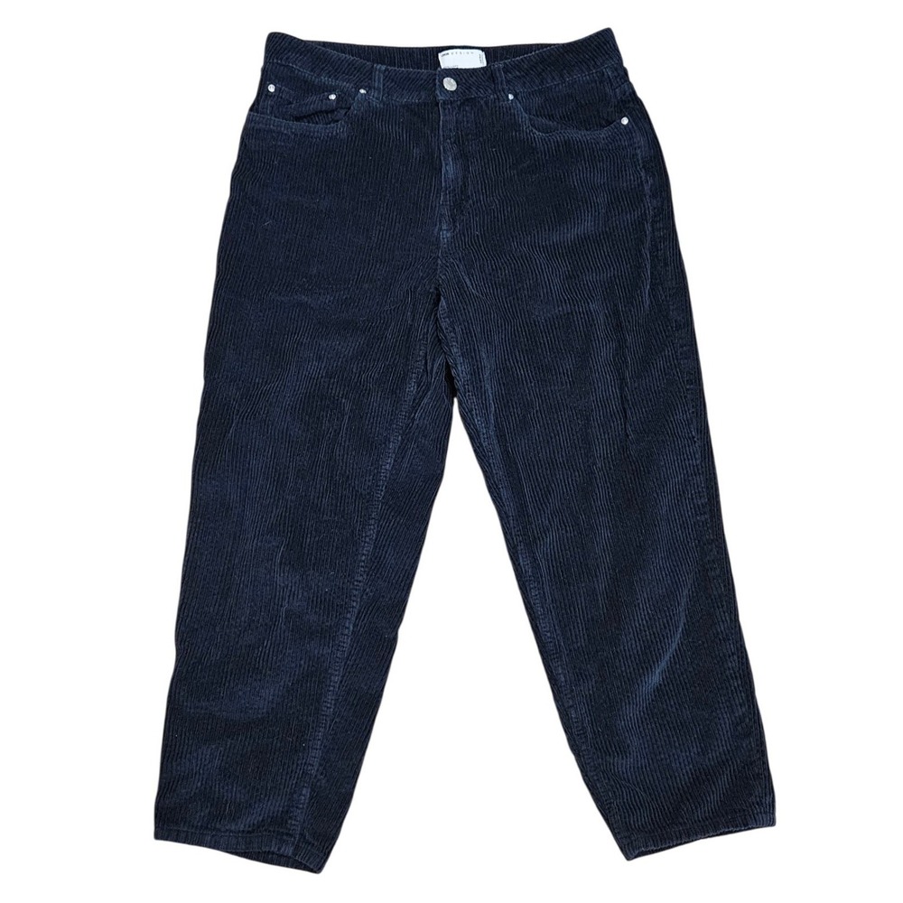ASOS DESIGN Mens Navy Relaxed Blue Corduroy Tapered Pants W32 L24 100% Cotton